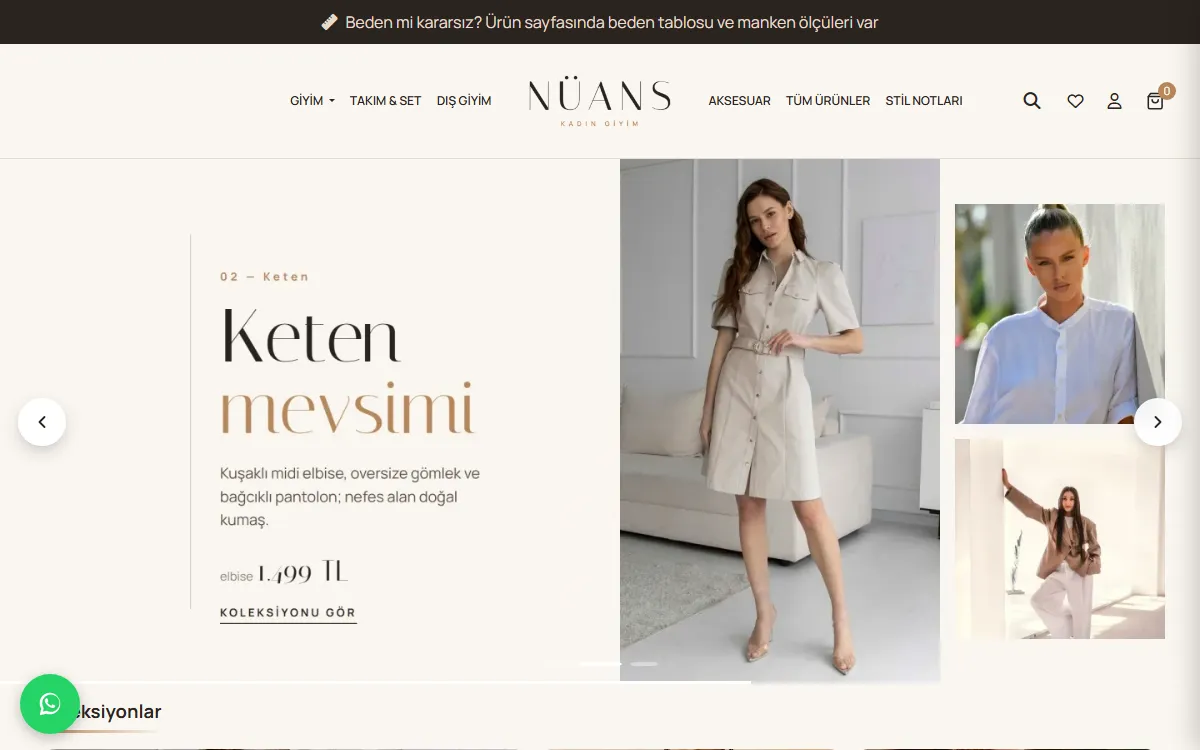 Tekstil & Moda — V3 · Nüans Kadın Giyim – Tekstil e-ticaret sitesi örneği (canlı demo mağaza)